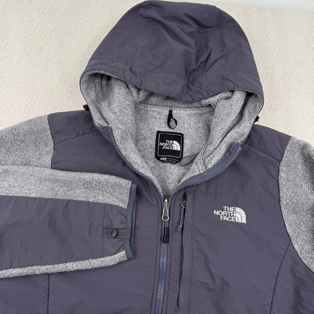 The North Face Denali Hooded Fleece Full Zip Jacket Gray Womens Medium Polartec